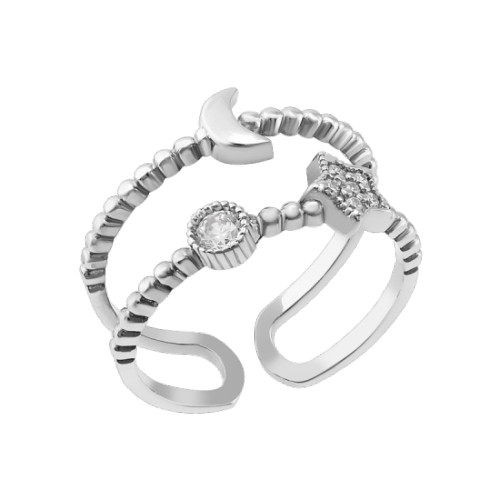 Кольцо серебряное женское безразмерное UD Kashtan Космос с фианитами ЛК-0319р