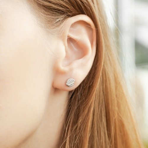 Сережки пусеты серебряные UD Kashtan Самолет и планета с фианитами ЛК-0347р