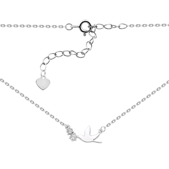 Серебряное колье женское UD Kashtan Птичка с белыми фианитами ВС-335P