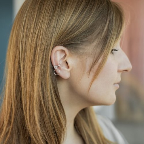 Сережка каффа серебреная UD Kashtan с фианитом ВС-634р