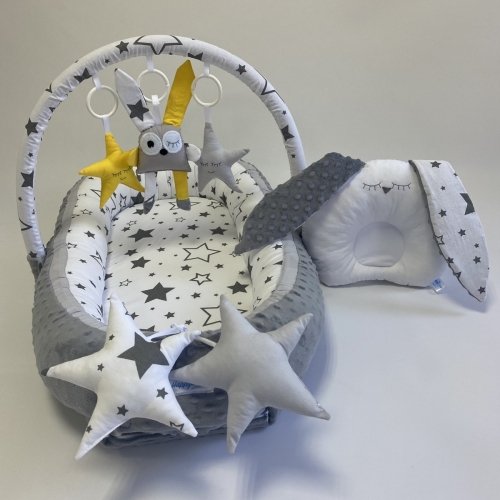 Кокон для новорожденных Happy Luna BabyNest Plush Плюшевая мечта Серый/Белый 0108