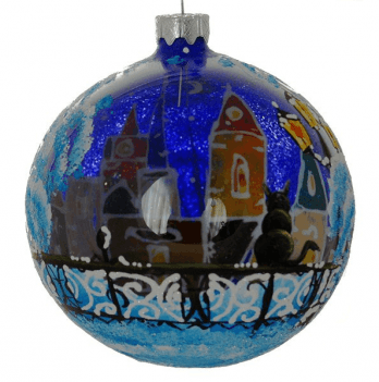Новогодний шар на елку Santa Shop Рождественская набережная Синий 10 см 4820001037043