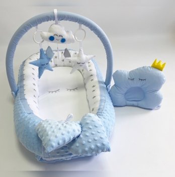 Кокон для новорожденных Happy Luna BabyNest Plush Сон 2 Голубой 0169