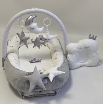 Кокон для новорожденных Happy Luna BabyNest Plush Королевский 3 Серый/Белый 0197