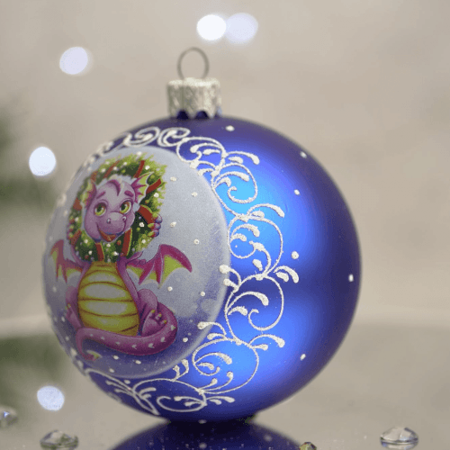 Новогодний шар на елку Santa Shop Дракон - Красотка Синий 8,5 см 4820001112597