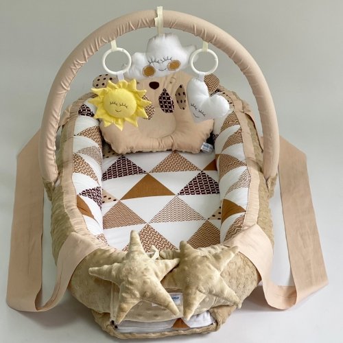 Кокон для новорожденных Happy Luna Babynest Plush Plastik bag Бежевый/Коричневый 0225