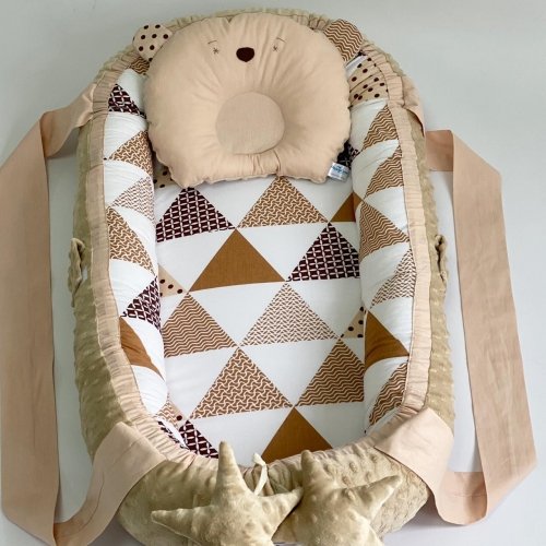 Кокон для новорожденных Happy Luna Babynest Plush Plastik bag Бежевый/Коричневый 0225