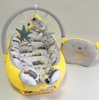 Кокон для новорожденных Happy Luna Babynest Plush Plastik bag Желтый/Серый 0226