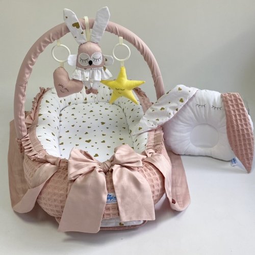 Кокон для новорожденных Happy Luna Babynest Irish Plush Plastik bag Белый/Пудровый 0227