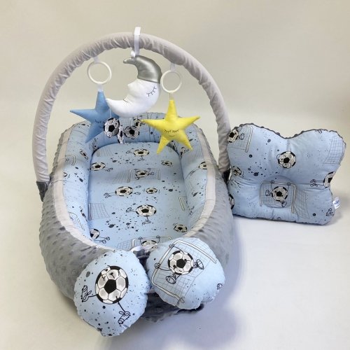 Кокон для новорожденных Happy Luna Babynest Plush Plastik bag Серый/Голубой 0228