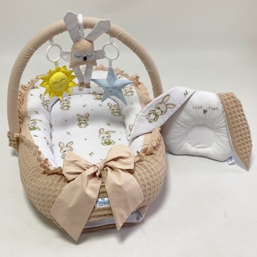 Кокон для новорожденных Happy Luna Babynest Irish Plush Plastik bag Белый/Бежевый 0231