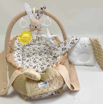 Кокон для новорожденных Happy Luna Babynest Plush Plastik bag Бежевый/Белый 0236