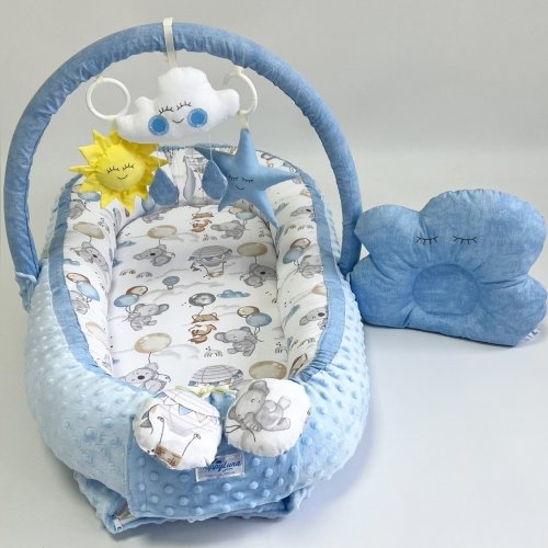 Кокон для новорожденных Happy Luna Babynest Plush Plastik bag Голубой 0241