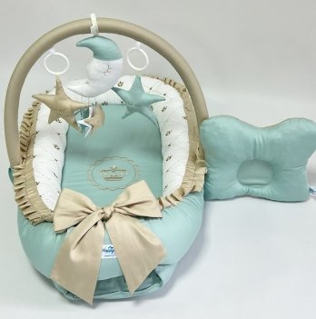 Кокон для новорожденных Happy Luna Babynest Plush Plastik bag Мятный 0243