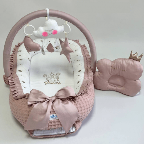Кокон для новорожденных Happy Luna Babynest Plush Plastik bag Пудровый 0249