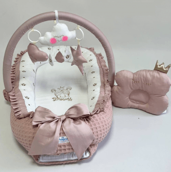 Кокон для новорожденных Happy Luna Babynest Plush Plastik bag Пудровый 0249