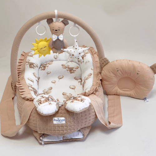 Кокон для новорожденных Happy Luna Babynest Irish Plush Plastik bag Бежевый/Белый 0254