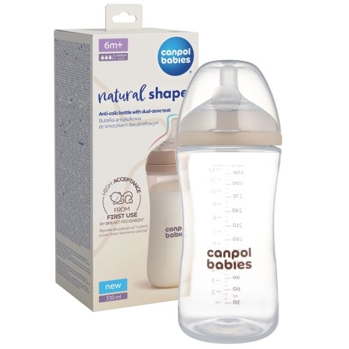 Антиколиковая бутылочка Canpol babies Natural Shape с соской Dual-zone 6m+ 330 мл 35/402