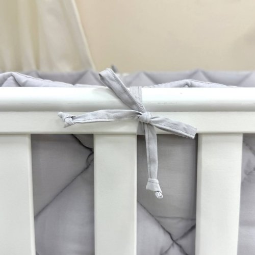 Детское постельное белье и бортики в кроватку Маленькая Соня Baby Mix Тедди серый Белый/Серый 0291128