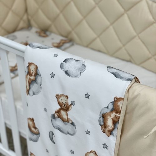 Детское постельное белье и бортики в кроватку Маленькая Соня Baby Mix Тедди бежевый Белый/Бежевый 0291129
