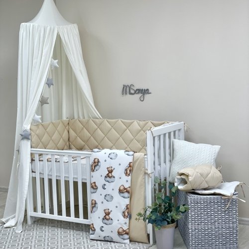 Детское постельное белье и бортики в кроватку Маленькая Соня Baby Mix Тедди бежевый Белый/Бежевый 0291129