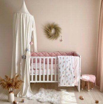 Детское постельное белье и бортики в кроватку Маленькая Соня Baby Mix Перо пудра Белый/Розовый 0291404
