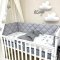 Детское постельное белье и бортики в кроватку Маленькая Соня Baby Mix Облака серые с месяцем Белый/Серый 0291487