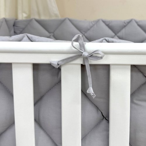 Детское постельное белье и бортики в кроватку Маленькая Соня Baby Mix Облака серые с месяцем Белый/Серый 0291487