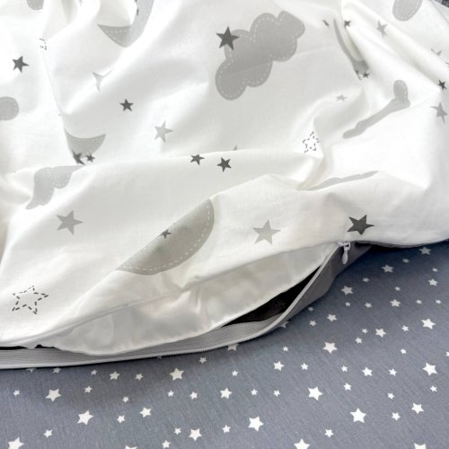 Детское постельное белье и бортики в кроватку Маленькая Соня Baby Mix Облака серые с месяцем Белый/Серый 0291487