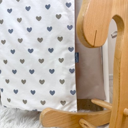 Детское постельное белье и бортики в кроватку Маленькая Соня Baby Mix Серо-бежевые сердца Белый/Бежевый 0291541