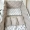 Детское постельное белье и бортики в кроватку Маленькая Соня Baby Mix Серо-бежевые сердца Белый/Бежевый 0291541