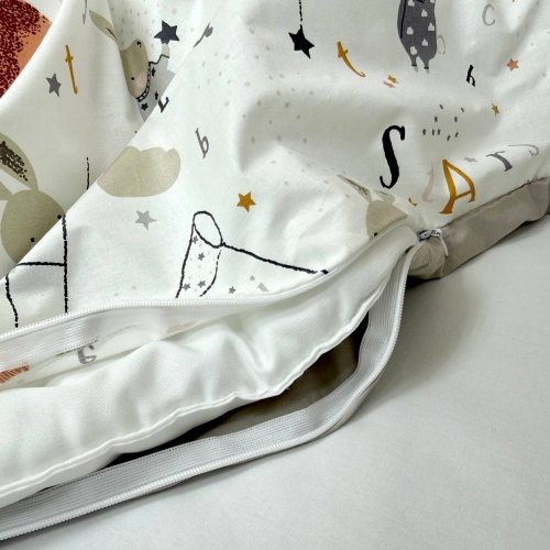 Детское постельное белье и бортики в кроватку Маленькая Соня Baby Mix Зайцы на лесенке Бежевый 029189