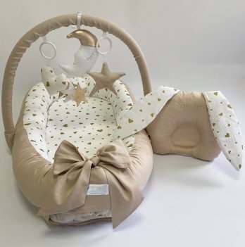 Кокон для новорожденных Happy Luna Babynest Standart Бежевый/Белый 0204