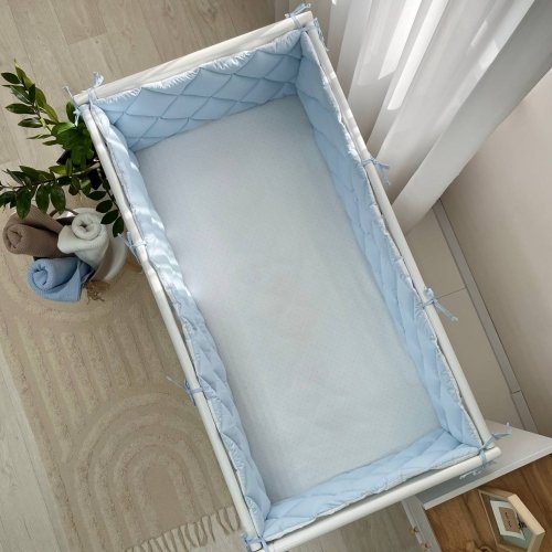 Бортики в кроватку стеганые Маленькая Соня Голубой/Белый 071007