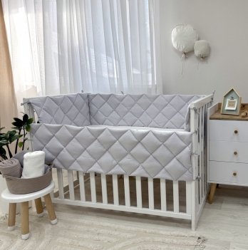 Бортики в кроватку стеганые Маленькая Соня Светло-серый 0710191