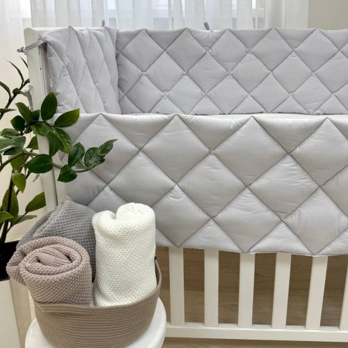 Бортики в кроватку стеганые Маленькая Соня Светло-серый 0710191