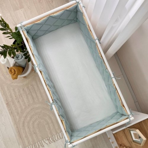 Бортики в кроватку стеганые Маленькая Соня Мятный/Горчичный 0710442