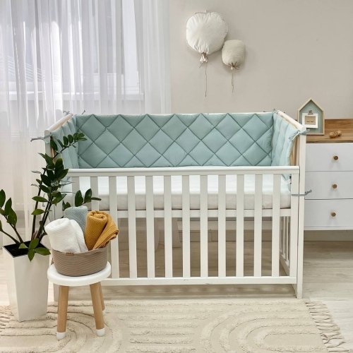 Бортики в кроватку стеганые Маленькая Соня Мятный/Горчичный 0710442