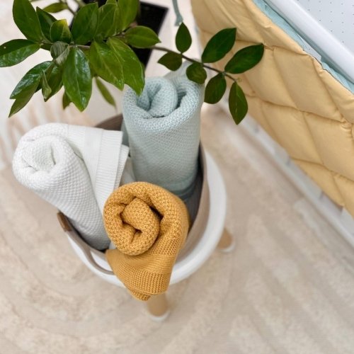 Бортики в кроватку стеганые Маленькая Соня Мятный/Горчичный 0710442