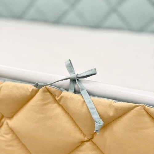 Бортики в кроватку стеганые Маленькая Соня Мятный/Горчичный 0710442