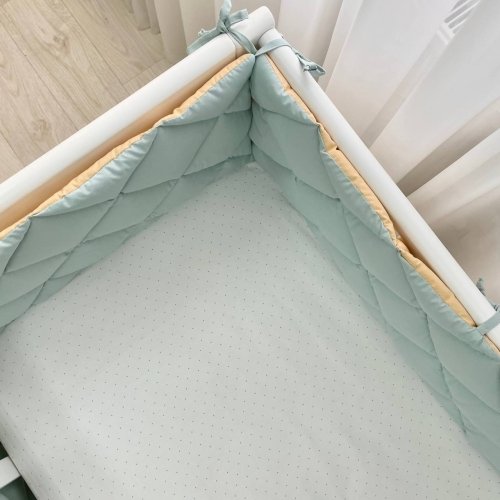 Бортики в кроватку стеганые Маленькая Соня Мятный/Горчичный 0710442