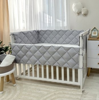 Бортики в кроватку стеганые Маленькая Соня Серый 071052