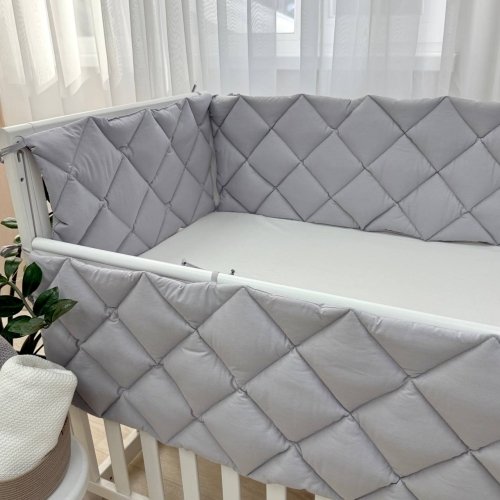 Бортики в кроватку стеганые Маленькая Соня Серый 071052
