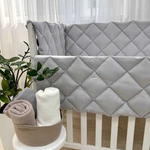 Бортики в кроватку стеганые Маленькая Соня Серый 071052