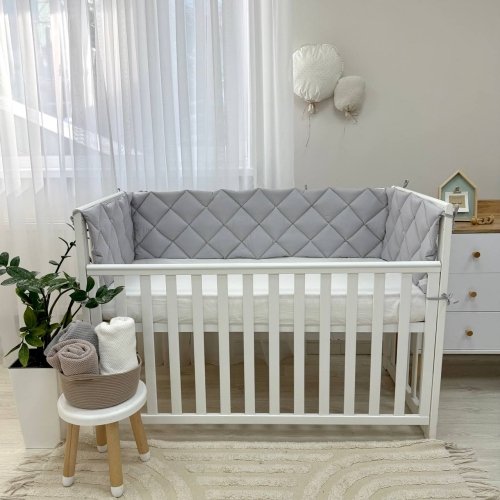Бортики в кроватку стеганые Маленькая Соня Серый 071052