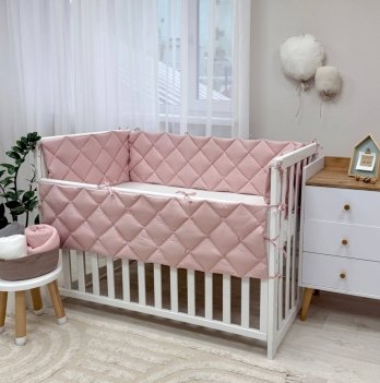 Бортики в кроватку стеганые Маленькая Соня Пудровый 071079