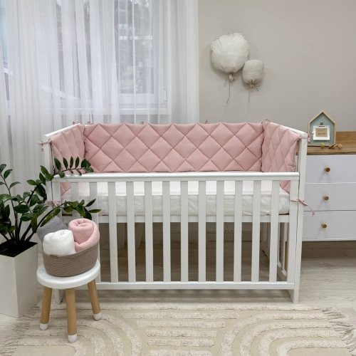 Бортики в кроватку стеганые Маленькая Соня Пудровый 071079