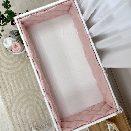 Бортики в кроватку стеганые Маленькая Соня Пудровый 071079