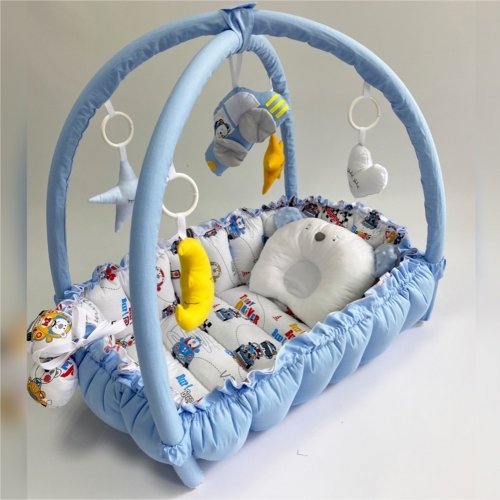 Кокон для новорожденных 2в1 Happy Luna Babynest Playmate Plastik bag Голубой/Белый/Красный 0722