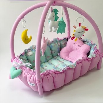 Кокон для новорожденных 2в1 Happy Luna Babynest Playmate Розовый/Ментоловый 0724